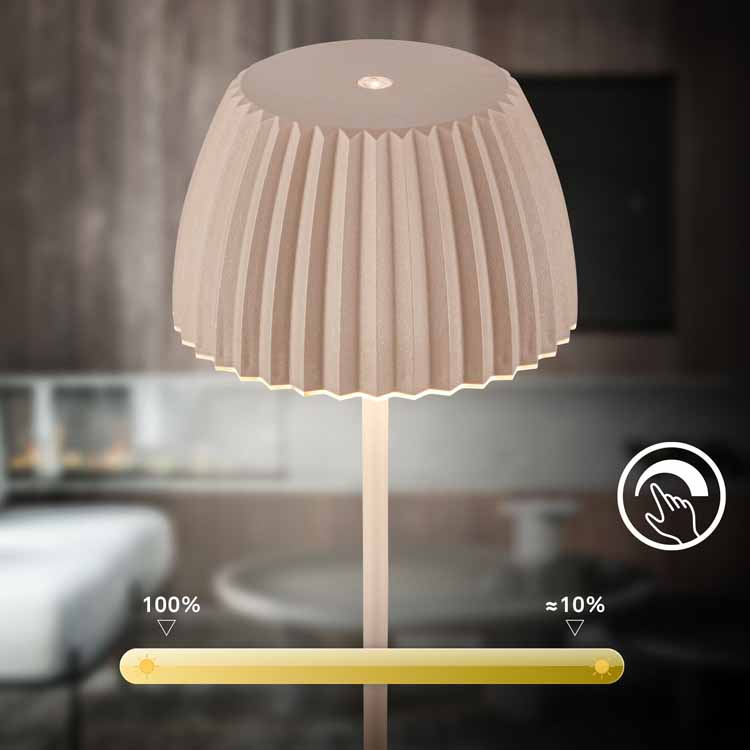 Tafellamp Veluna - beige - 36.5cm - dimbaar - LED - 2W - 2700K - IP44 - USB
