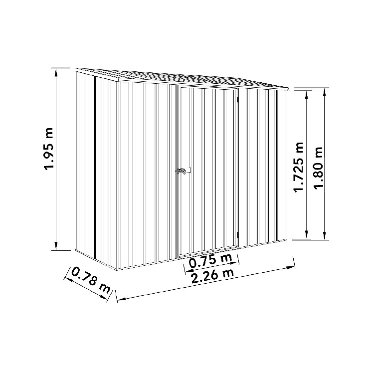 Tuinkast metaal antraciet Ourthe L 225x78x195cm