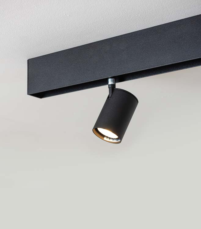Railverlichting design Béa zwart set 1,2m 3 spots GU10 3x5W