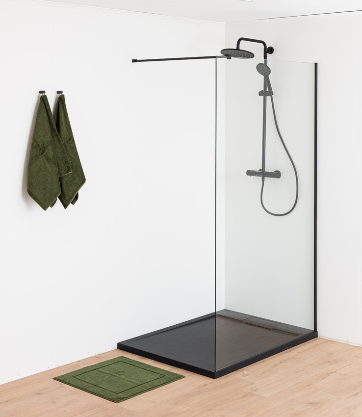 Douchebak Akon polybeton mat zwart 120x90cm