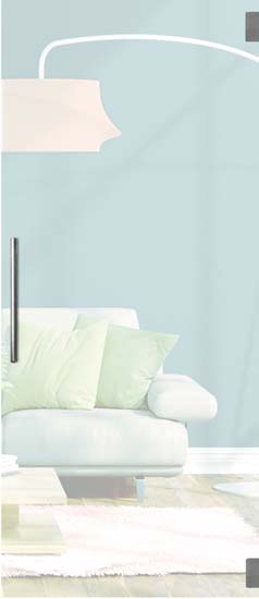 Complete glazen binnendeur Skyline Night mat 83x201cm inox vierkante trekker + scharnieren