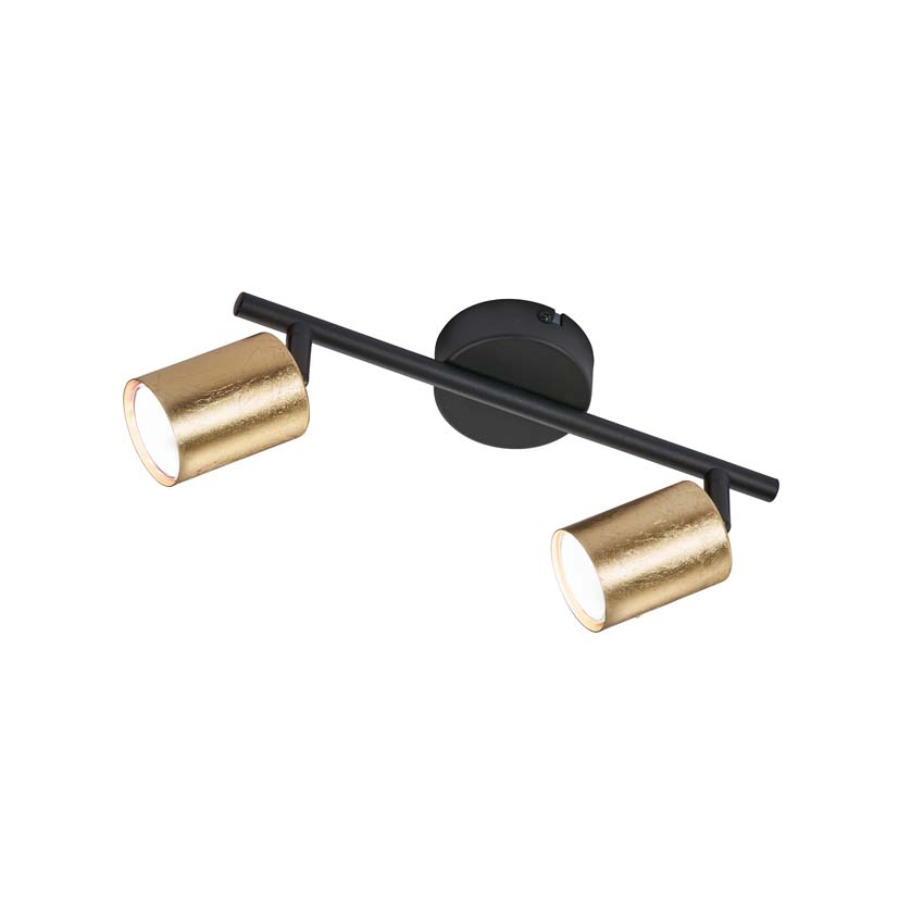 Opbouwspot - zwart/goud - GU10 - 2x4W incl lamp