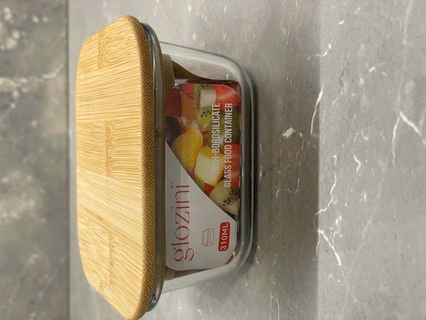 Boîte de stock en verre/bambou transparent 31cl