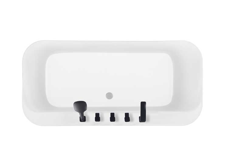 Baignoire semi-îlot Amor blanc mat avec robinetterie noire 170x80cm