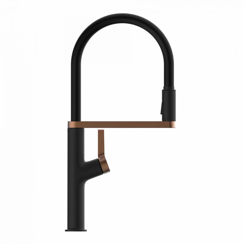 Robinet de cuisine Wasserwerk WK 2 noir mat/or rose avec bec extractible