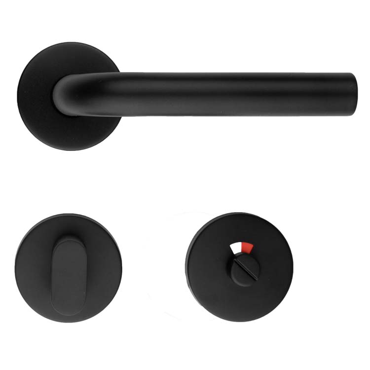 Poignée de porte lucera 19mm noir avec serrure toilette