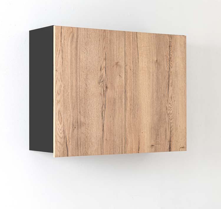 Keukenkast Plenti hangkast zwart/houtlook 100x78cm