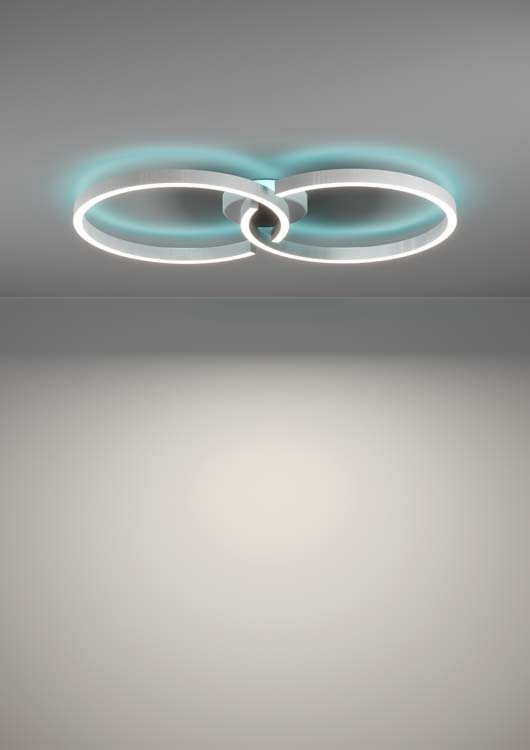 Plafonnier - blanc - 67,5x38x6,5cm - dimmable - LED - 2x9,75W - 2700-6500K + RGB