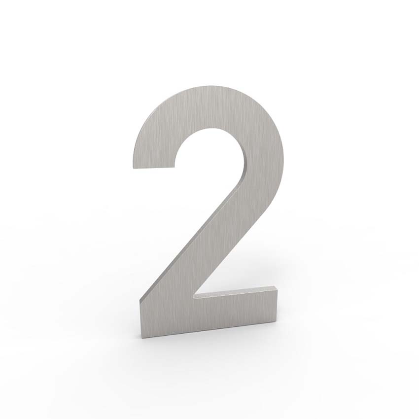Numéro de maison 2 eSafe en aluminium inox 5cm / épaisseur 1,5mm