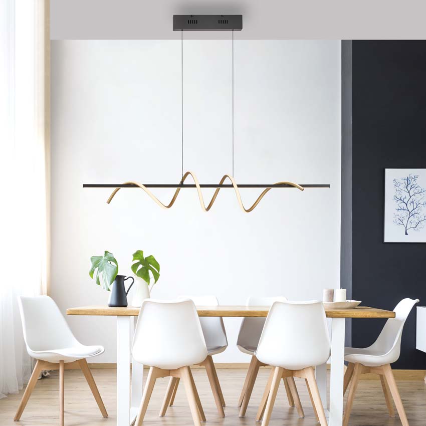Suspension Easy Lift - Noir/doré - 121cm - Dimmable - 1x36W - 3000K