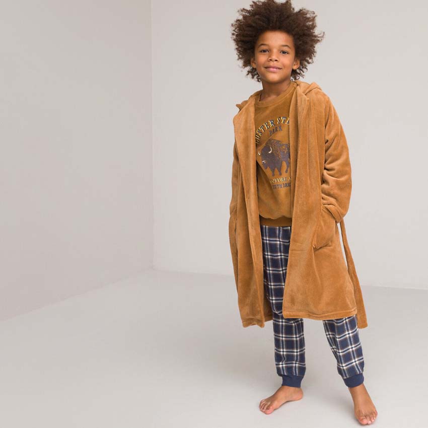 Robe de chambre microfibre brun XL