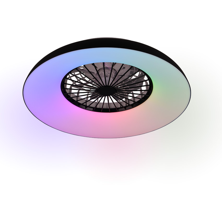 Plafonnier/ventilateur - Ø60cm - LED dimmable - CCT - 1x34W - 2700/6500K + RVB - noir
