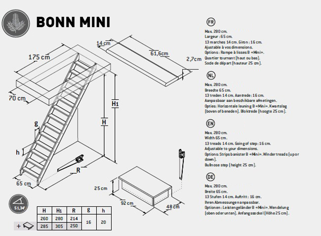 Molenaarstrap Bonn mini 280 x 65 cm
