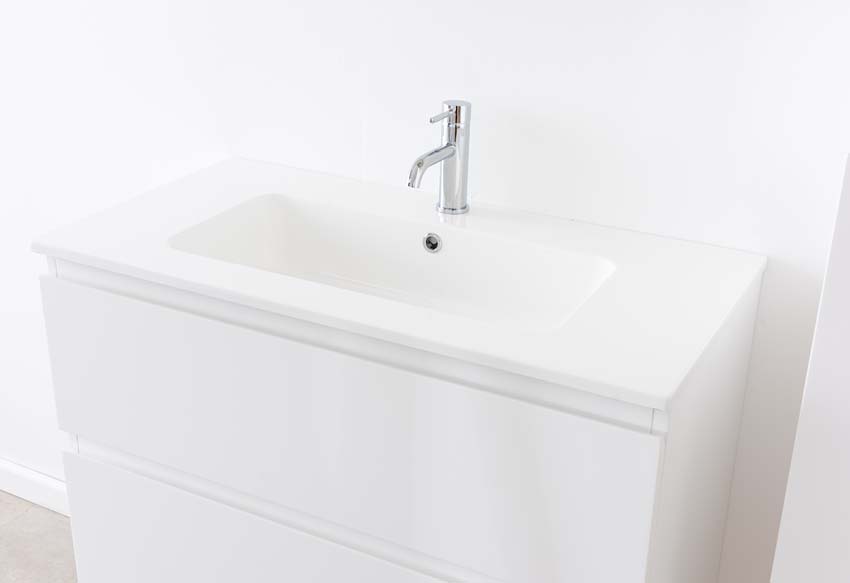 Badkamermeubel Tibo wit met enkele wastafel glanzend wit 90cm