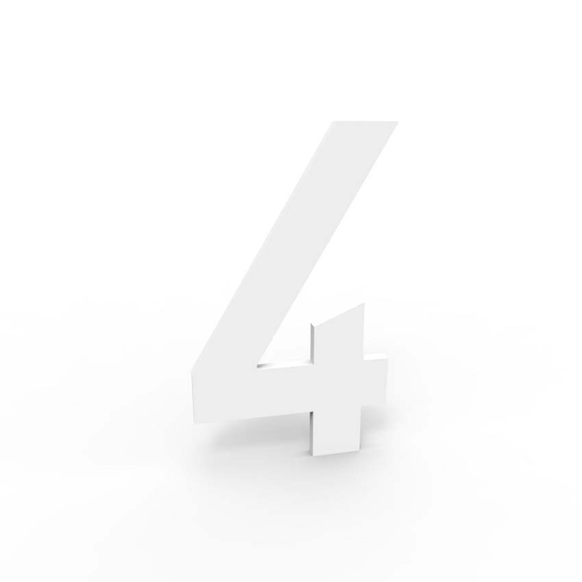 Numéro de maison 4 eSafe en aluminium blanc 10cm / épaisseur 4mm