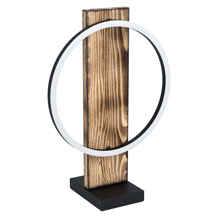 Lampe de table rural bois foncé H 425mm