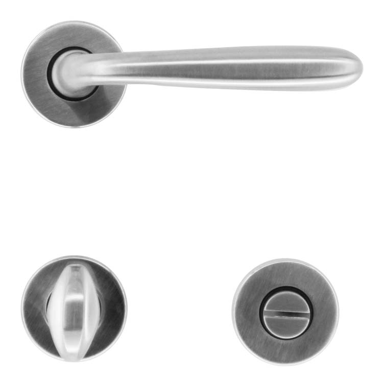 Poignée de porte pro aquino look inox avec serrure toilette