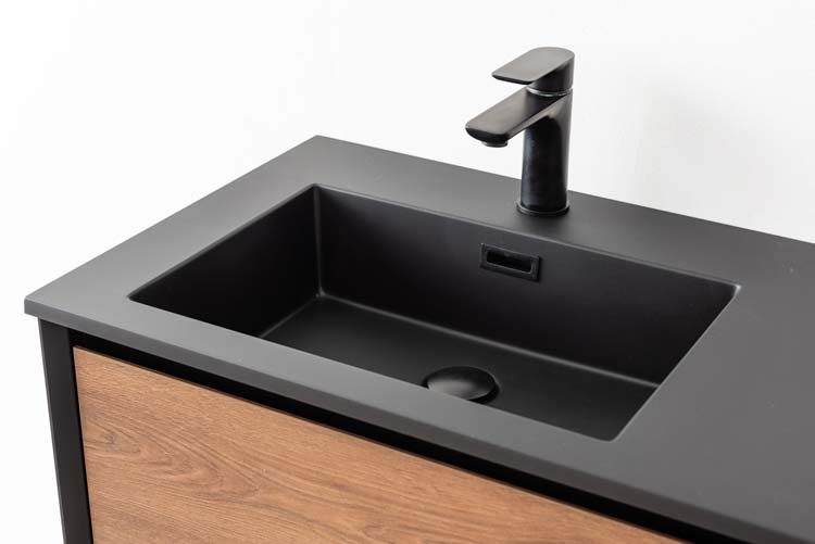 Badkamermeubel Justin notelaar hangend met dubbele wastafel mat zwart 120cm
