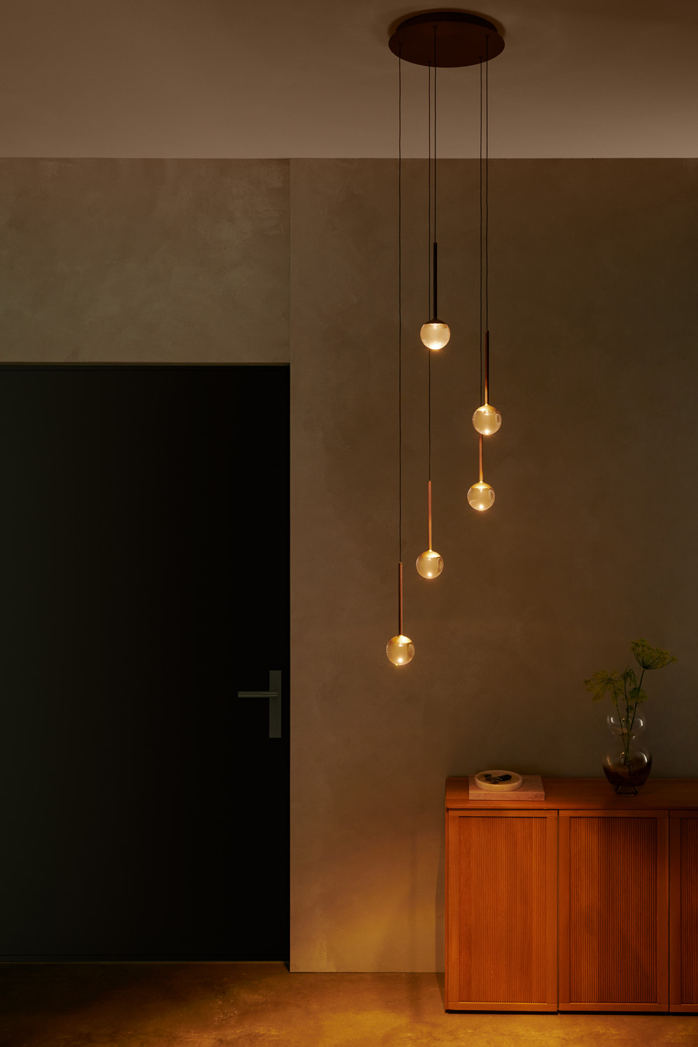 Lucide Premium Calina - Hanglamp - Ø41,9cm - LED Dimb. - CCT - 5X8,2W 2200K/3300K - Met vervangbare LED-module - Amber