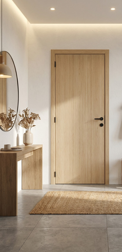 Porte intérieure complète Premium Oak 201,5x63cm tubulaire vertical réversible + châssis 16,5cm