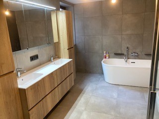 Hoekbad Bottega glanzend wit links 180x80cm