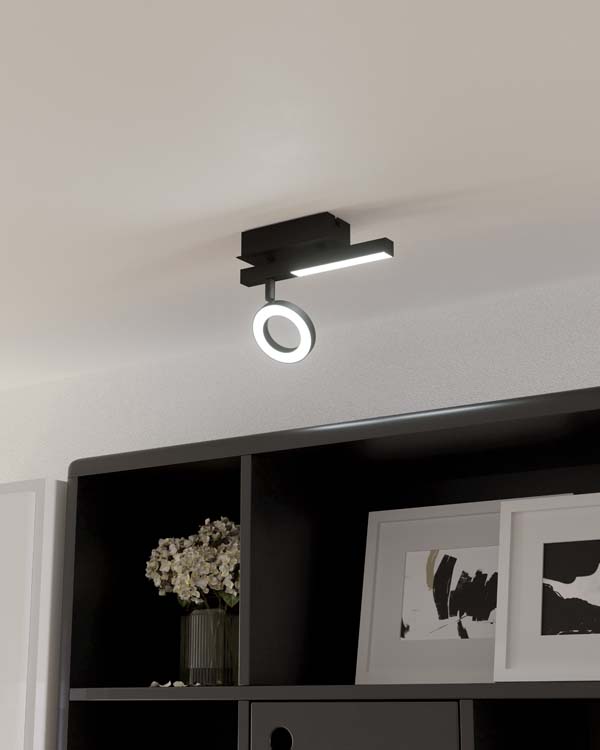 Spot plafond Cardi 1 spot noir 3.2W 400LM