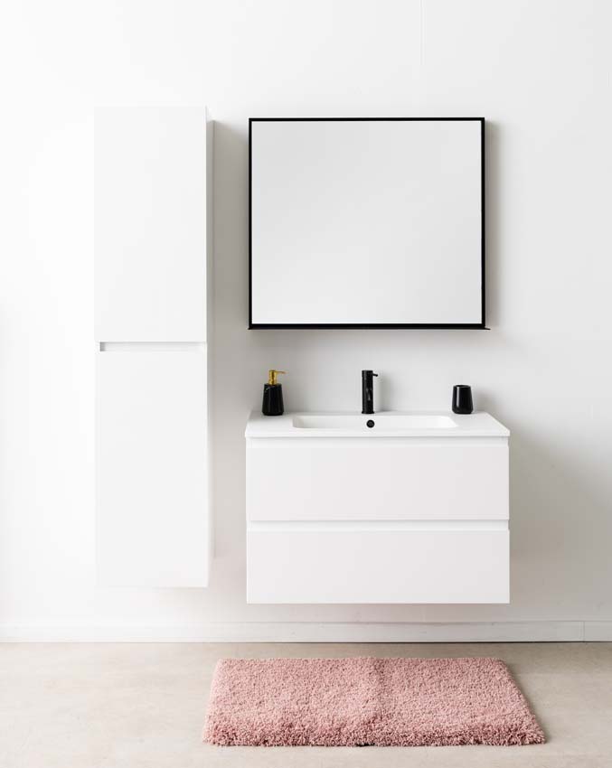 Meuble de salle de bain Tibo blanc 900 mm lavabo blanc mat