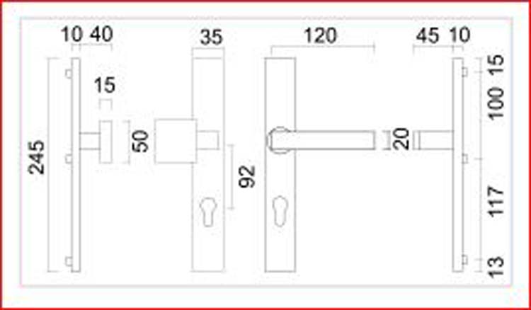 Garniture de securité pro rectangulaire bequille + Bouton pro noir struct.uv