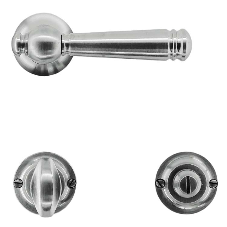 Poignée de porte calabria inox plus avec serrure toilette