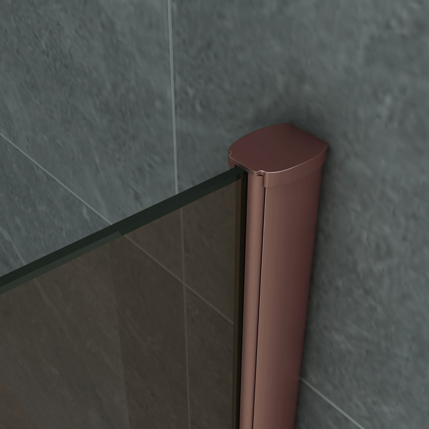 Paroi de douche à l'italienne champagne avec kit de profilés cuivre 140x200cm