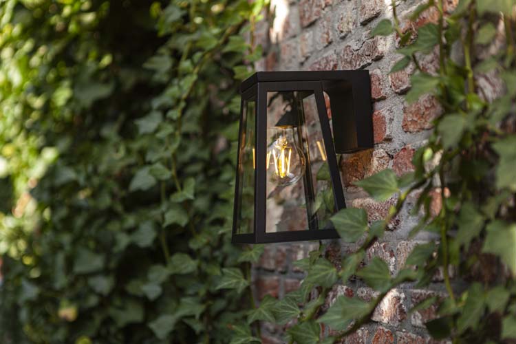 Eclairage extérieur lampe murale noir solar E27 2700K 200 lumen
