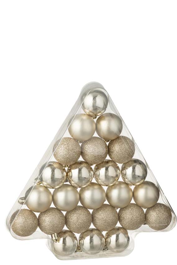 Kerstballen zilver in transparante kerstboom Ø20cm