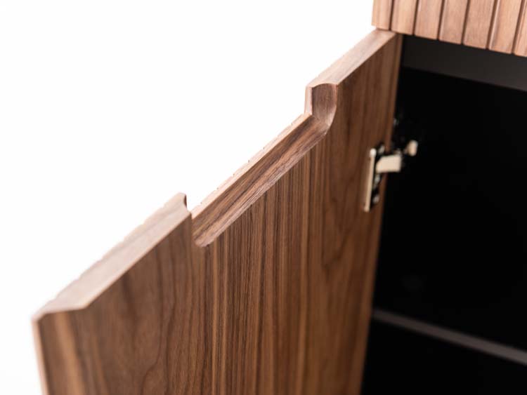 Meuble de salle de bains Willow noyer suspendu avec lavabo double blanc mat 140cm