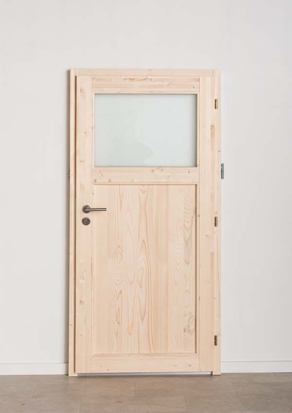 Porte extérieure bois Sorin chinchilla verre 980x1980mm poussant à gauche