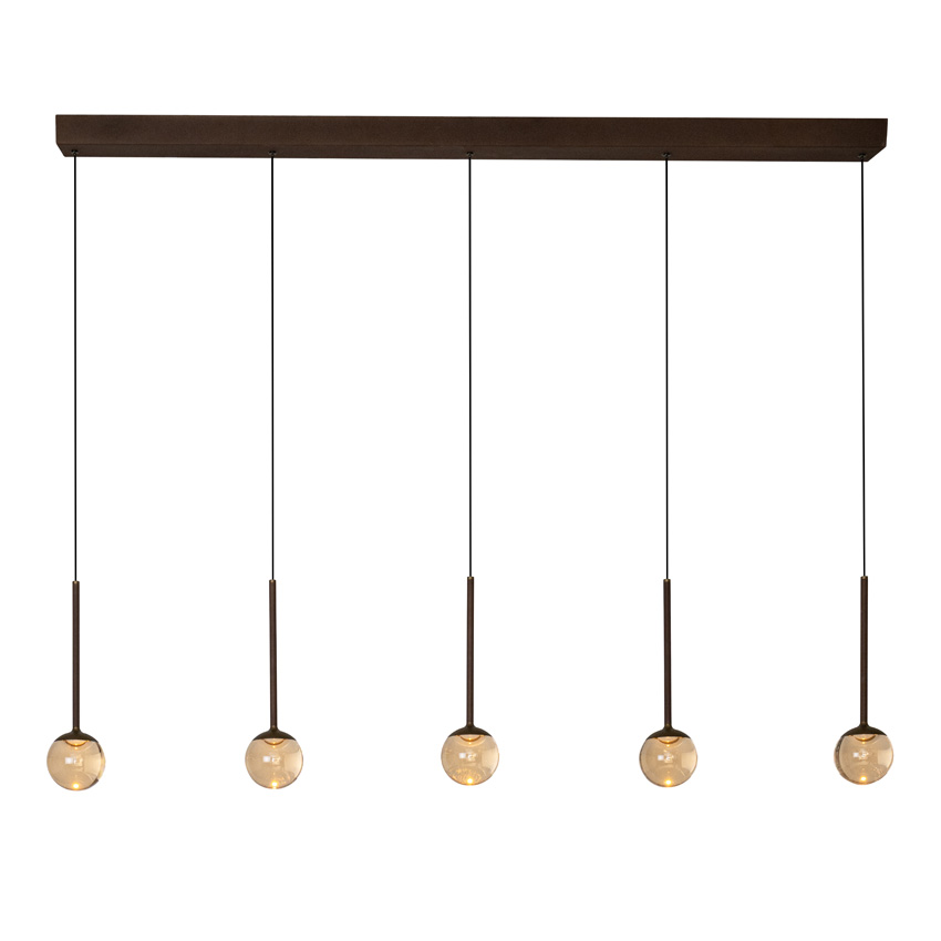 Lucide Premium Calina - Suspension - LED Dimmable - CCT - 5x8,2W - 2200K/3300K - Avec module LED remplaçable - Café