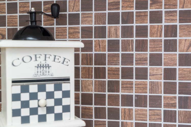 Mosaïque Eco structure bois brune foncé 30 x 30 cm