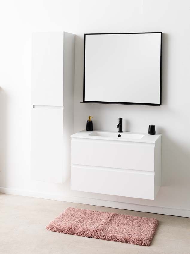 Meuble de salle de bain Tibo blanc 900 mm lavabo blanc mat