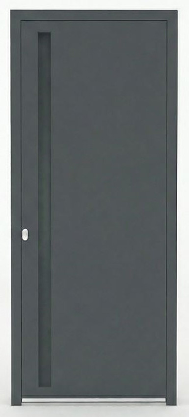 Porte extérieure Evora avec poignée intégrée aluminium anthracite poussant à droite sur mesure