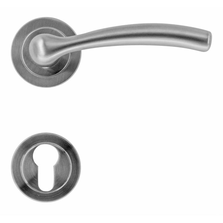 Poignée de porte pro napels look inox rosace cylindre