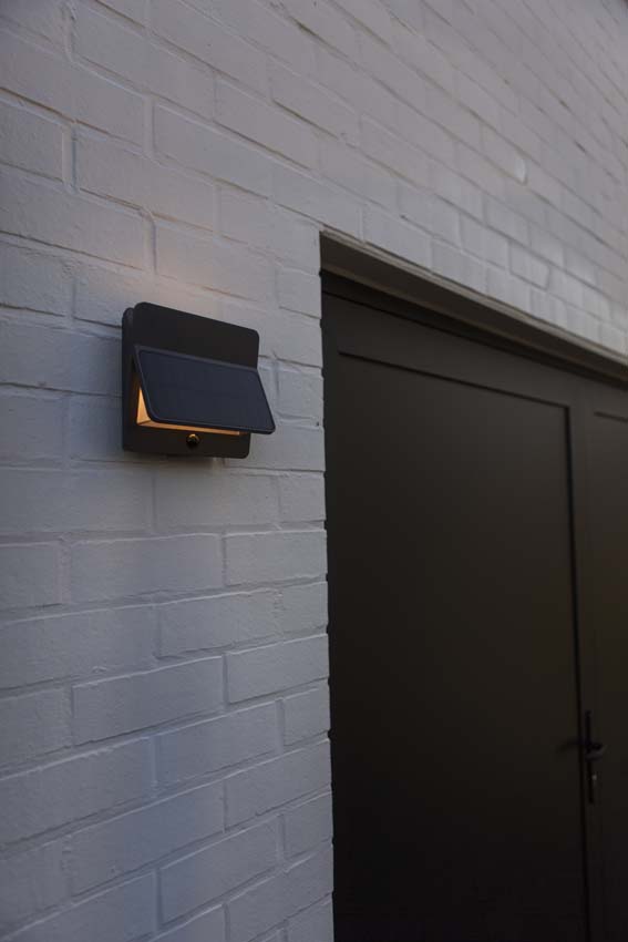 Applique murale d'extérieur Leo Solar - gris - dimmable - 8.6W - 3000K - IP54 - avec détecteur de mouvement