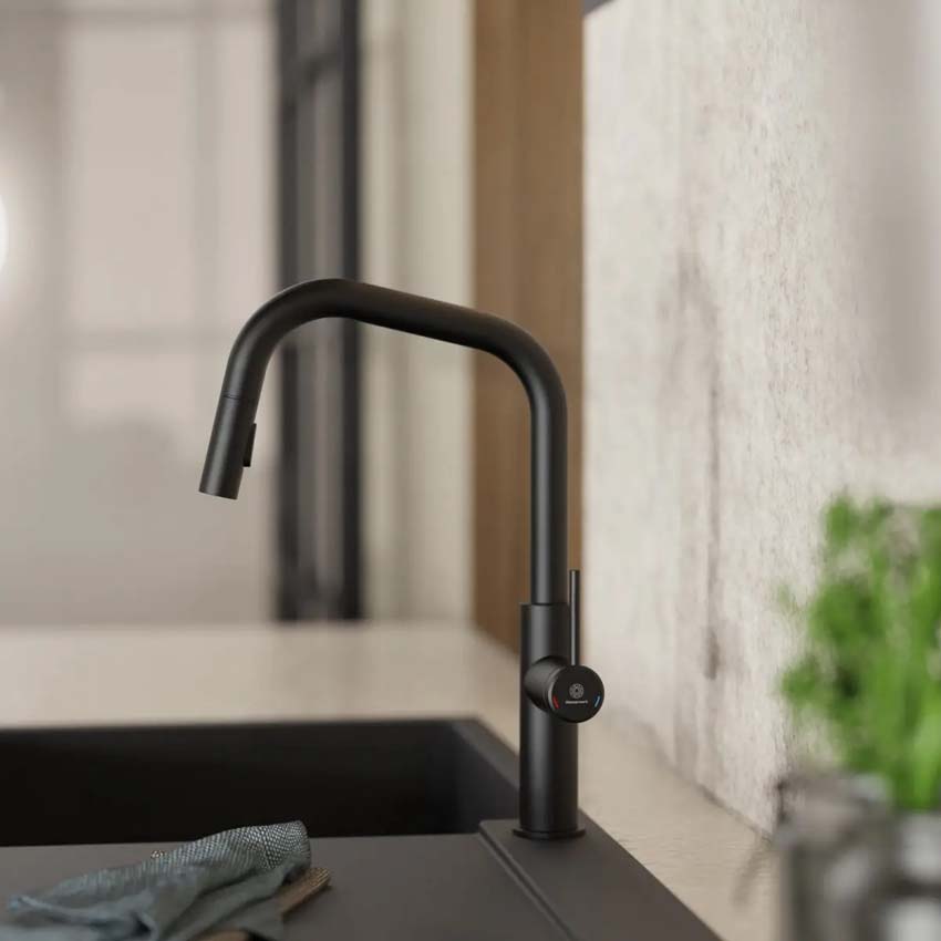 Robinet de cuisine Wasserwerk WK 13 Edge noir mat avec bec extractible