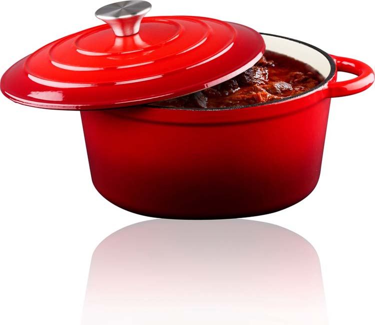Poêle en fonte 24 cm rouge