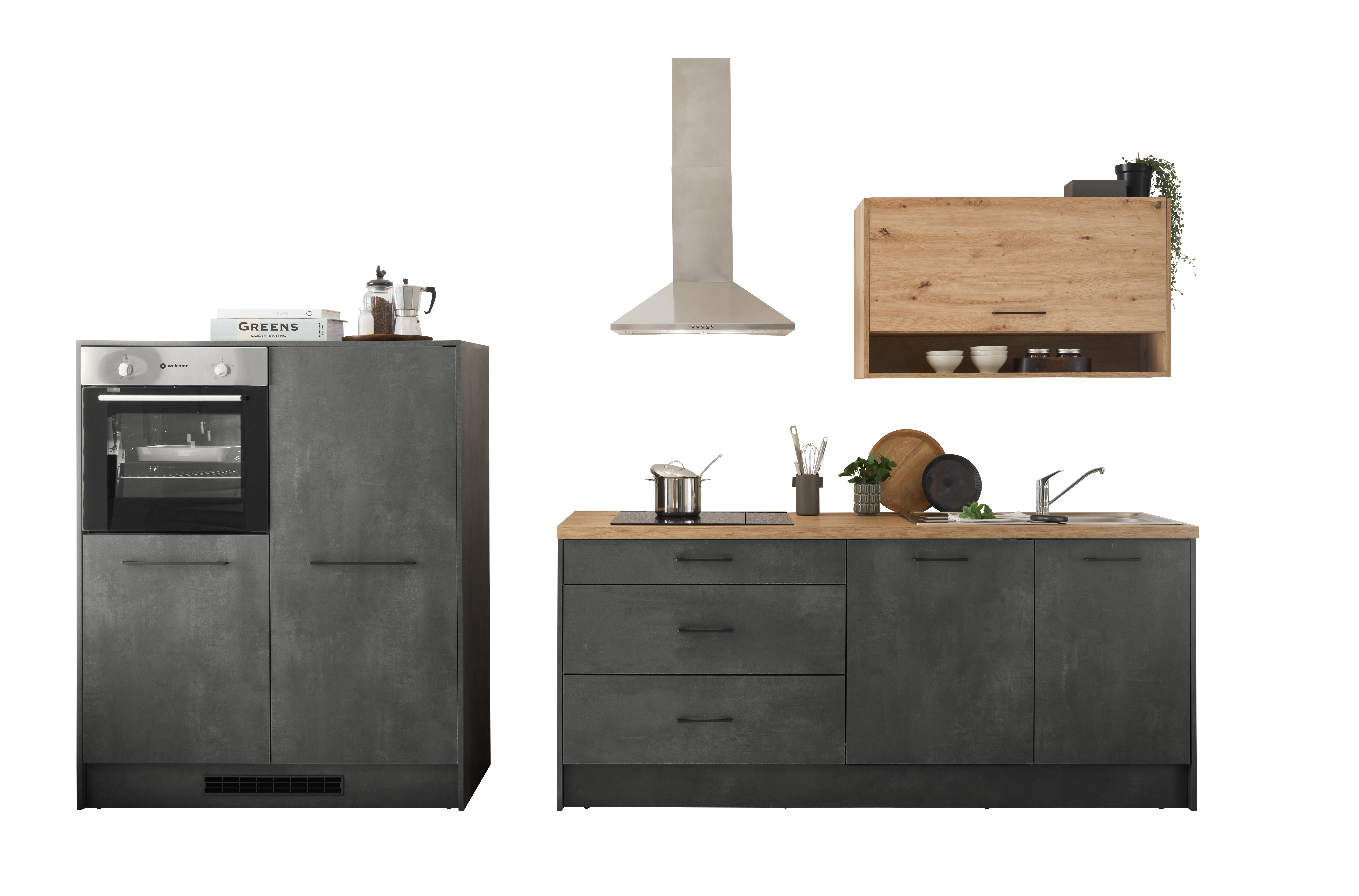 Keuken Montreal betonlook 326cm - zonder toestellen