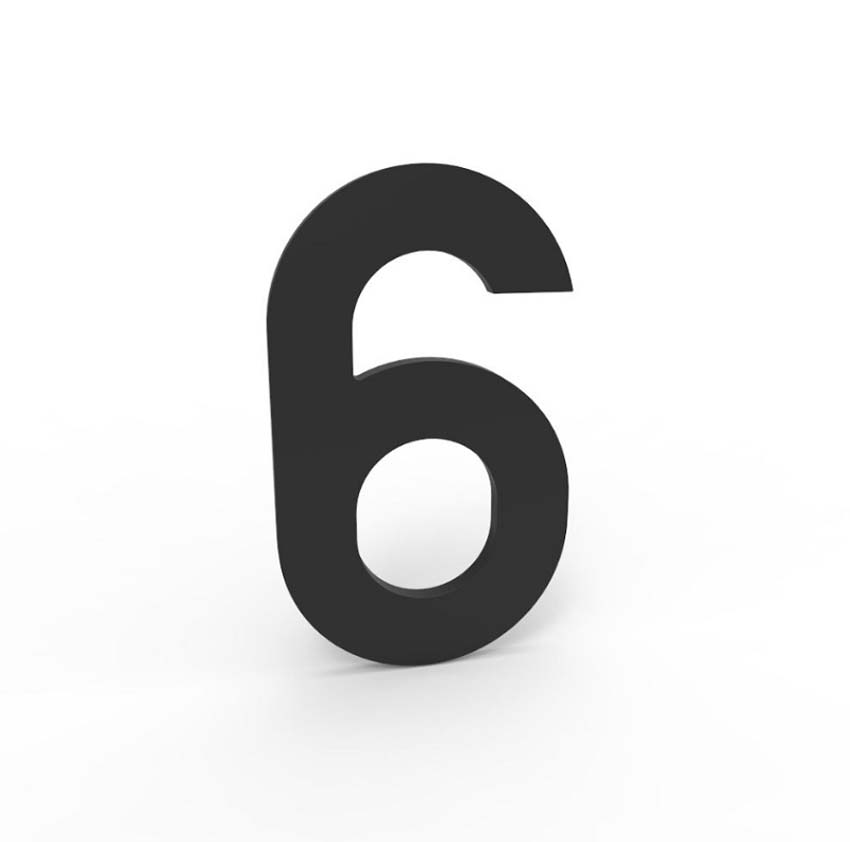 Numéro de maison 6 eSafe en aluminium noir 5cm / épaisseur 1,5mm