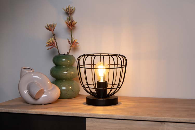 Lucide FILOX - Lampe de table - Ø 20 cm - 1xE27 - Noir