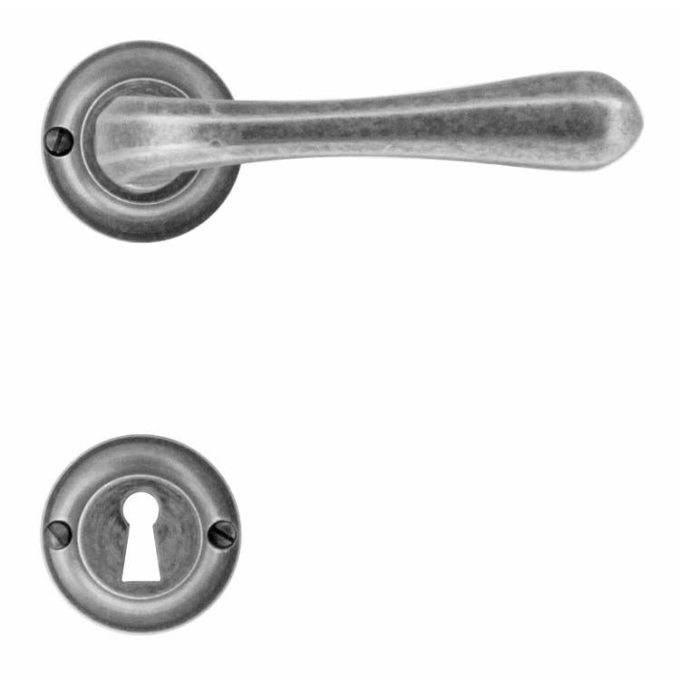 Deurkruk pro alassio oud zilver baardrozet