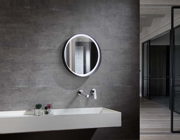 Miroir Mercy rond LED avec cadre noir Ø60cm