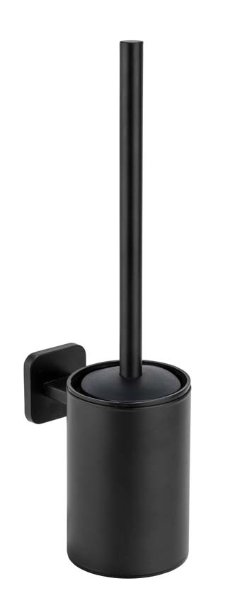 Porte-brosse WC Wenko Porto Turbo-Loc noir mat 9x37x13cm avec brosse