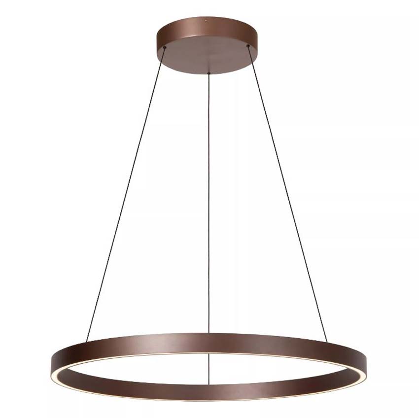 Lucide Vibes Liane - Suspension - Ø80cm - LED Dimmable - CCT - 2x36W 2700K/4000K - Brun rouille