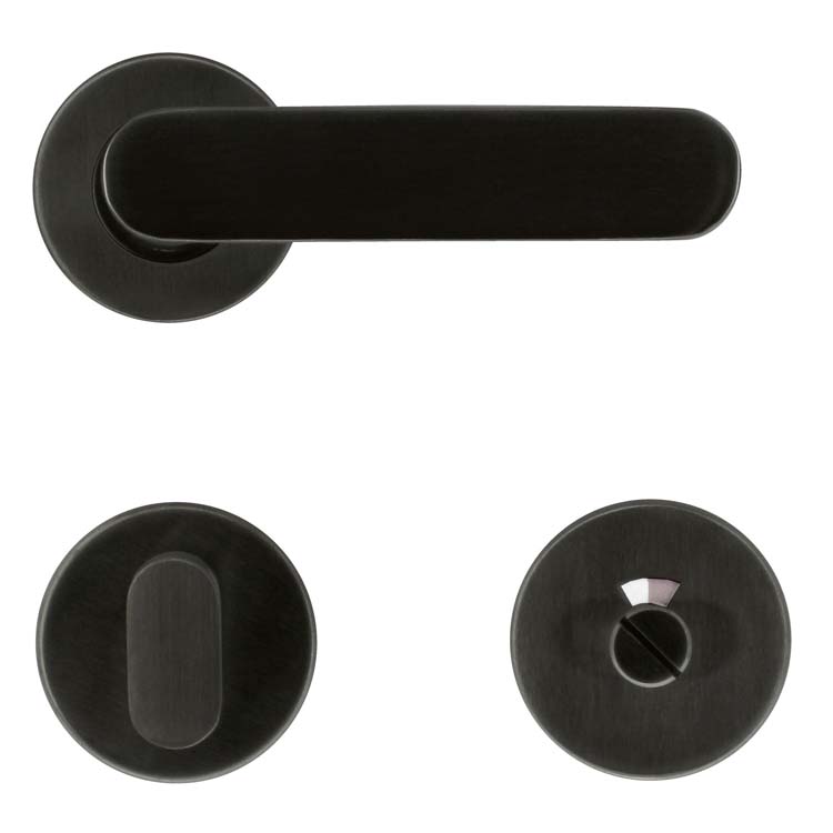 Poignée de porte pro novara noir avec serrure toilette